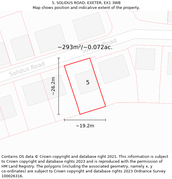 5, SOLIDUS ROAD, EXETER, EX1 3WB: Plot and title map
