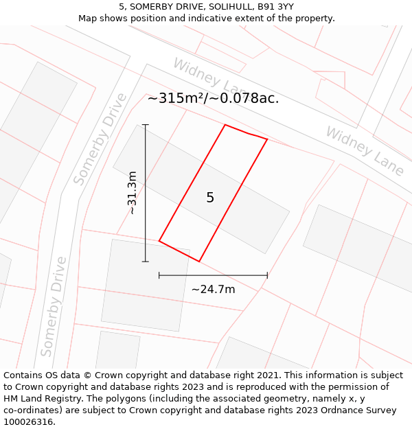 5, SOMERBY DRIVE, SOLIHULL, B91 3YY: Plot and title map