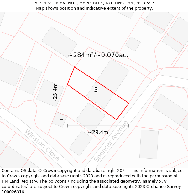 5, SPENCER AVENUE, MAPPERLEY, NOTTINGHAM, NG3 5SP: Plot and title map