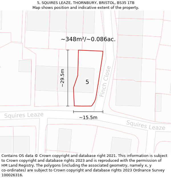 5, SQUIRES LEAZE, THORNBURY, BRISTOL, BS35 1TB: Plot and title map