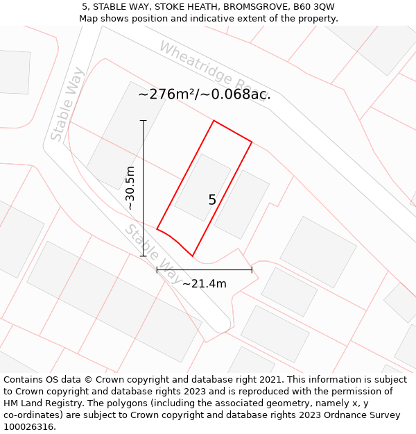 5, STABLE WAY, STOKE HEATH, BROMSGROVE, B60 3QW: Plot and title map