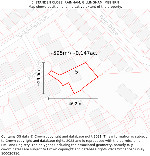 5, STANDEN CLOSE, RAINHAM, GILLINGHAM, ME8 8RN: Plot and title map