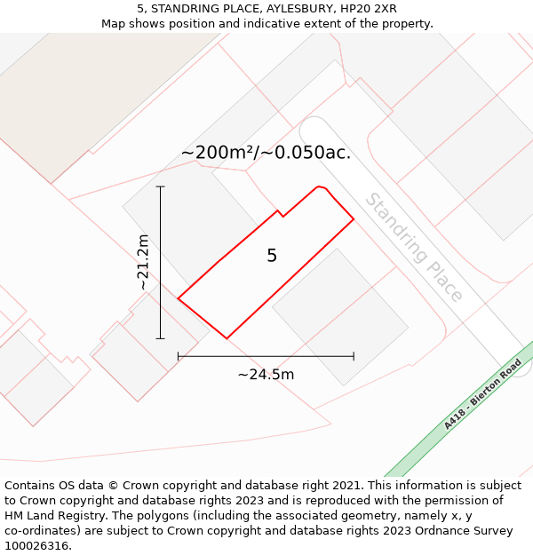 5, STANDRING PLACE, AYLESBURY, HP20 2XR: Plot and title map