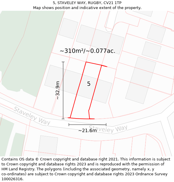 5, STAVELEY WAY, RUGBY, CV21 1TP: Plot and title map