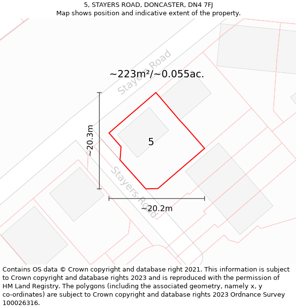 5, STAYERS ROAD, DONCASTER, DN4 7FJ: Plot and title map