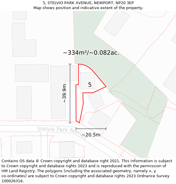 5, STELVIO PARK AVENUE, NEWPORT, NP20 3EP: Plot and title map