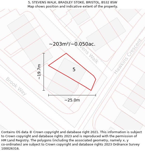 5, STEVENS WALK, BRADLEY STOKE, BRISTOL, BS32 8SW: Plot and title map