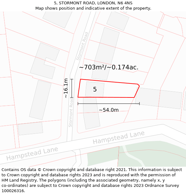 5, STORMONT ROAD, LONDON, N6 4NS: Plot and title map