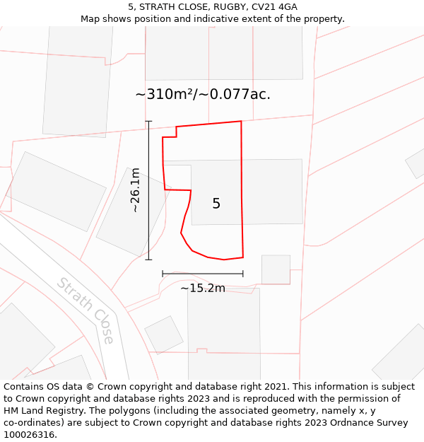 5, STRATH CLOSE, RUGBY, CV21 4GA: Plot and title map