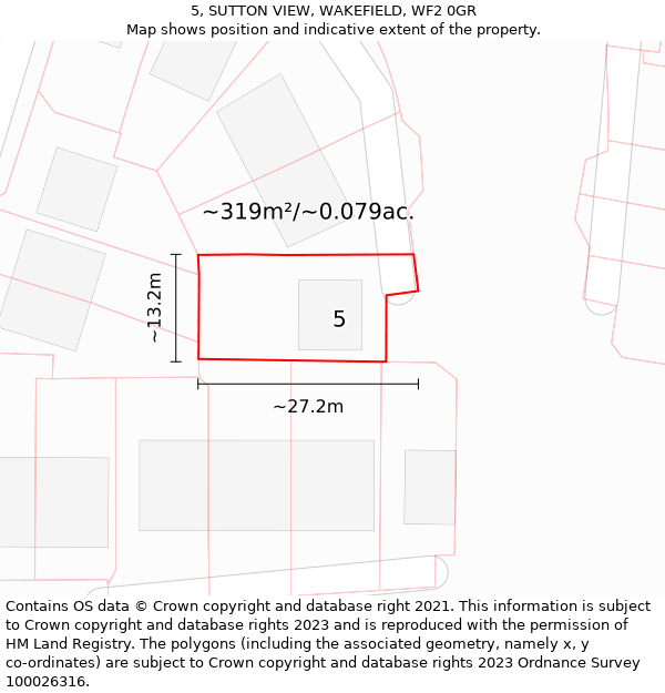 5, SUTTON VIEW, WAKEFIELD, WF2 0GR: Plot and title map