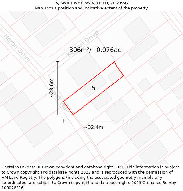 5, SWIFT WAY, WAKEFIELD, WF2 6SG: Plot and title map