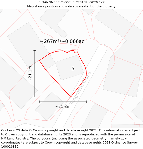 5, TANGMERE CLOSE, BICESTER, OX26 4YZ: Plot and title map