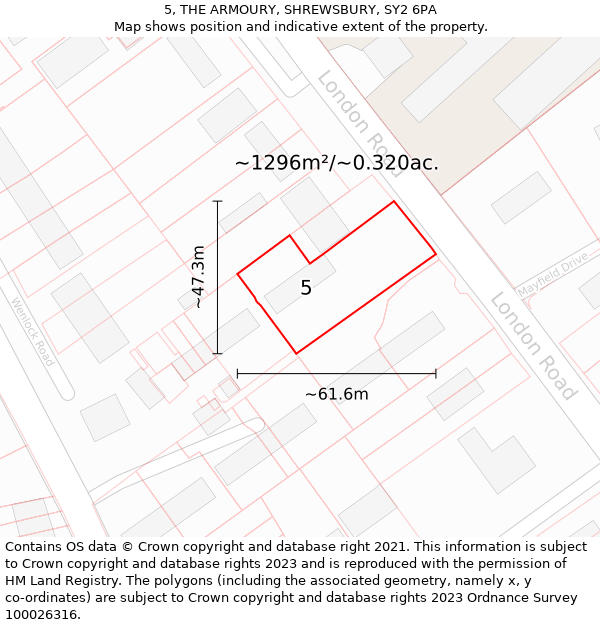 5, THE ARMOURY, SHREWSBURY, SY2 6PA: Plot and title map