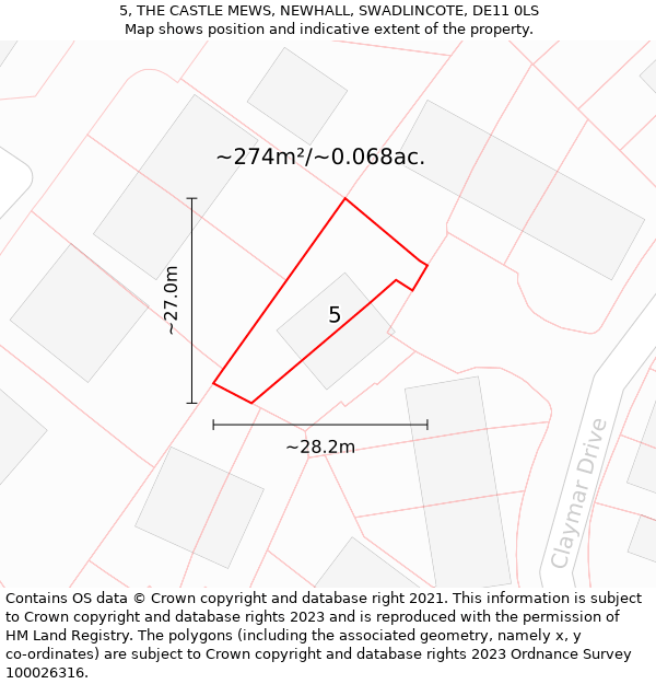 5, THE CASTLE MEWS, NEWHALL, SWADLINCOTE, DE11 0LS: Plot and title map