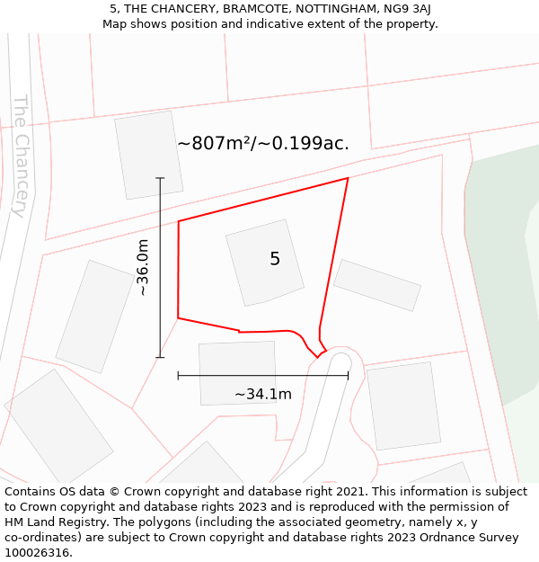 5, THE CHANCERY, BRAMCOTE, NOTTINGHAM, NG9 3AJ: Plot and title map