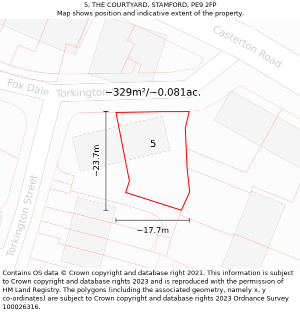 5, THE COURTYARD, STAMFORD, PE9 2FP: Plot and title map