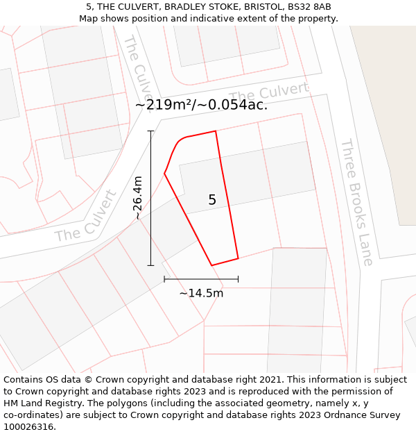 5, THE CULVERT, BRADLEY STOKE, BRISTOL, BS32 8AB: Plot and title map