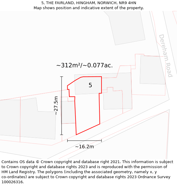 5, THE FAIRLAND, HINGHAM, NORWICH, NR9 4HN: Plot and title map