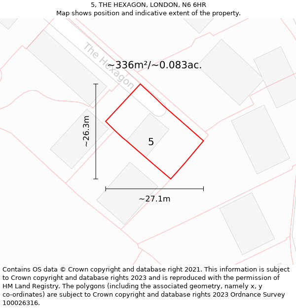 5, THE HEXAGON, LONDON, N6 6HR: Plot and title map