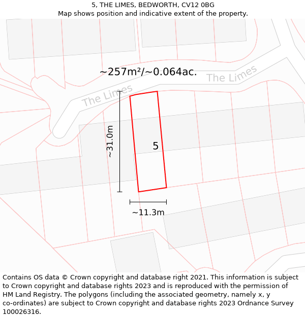 5, THE LIMES, BEDWORTH, CV12 0BG: Plot and title map