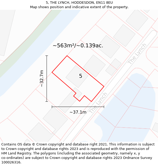 5, THE LYNCH, HODDESDON, EN11 8EU: Plot and title map