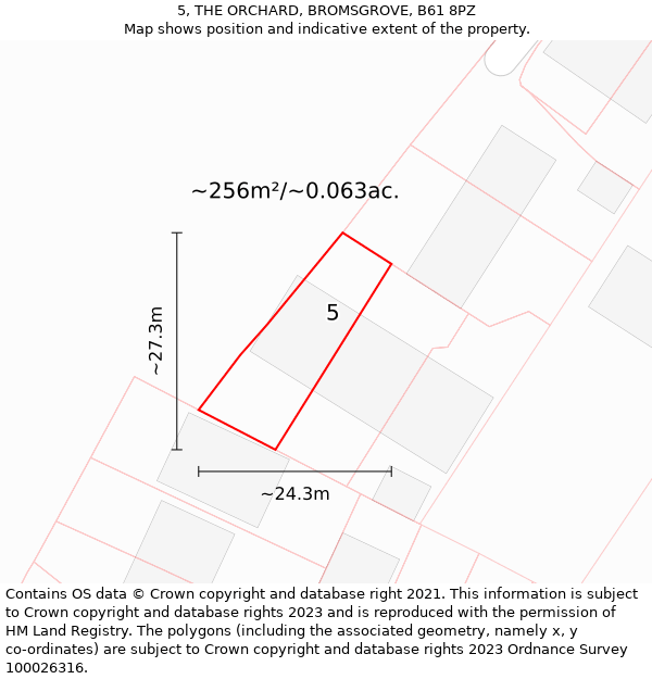 5, THE ORCHARD, BROMSGROVE, B61 8PZ: Plot and title map