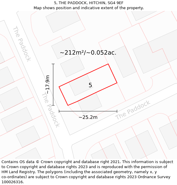 5, THE PADDOCK, HITCHIN, SG4 9EF: Plot and title map