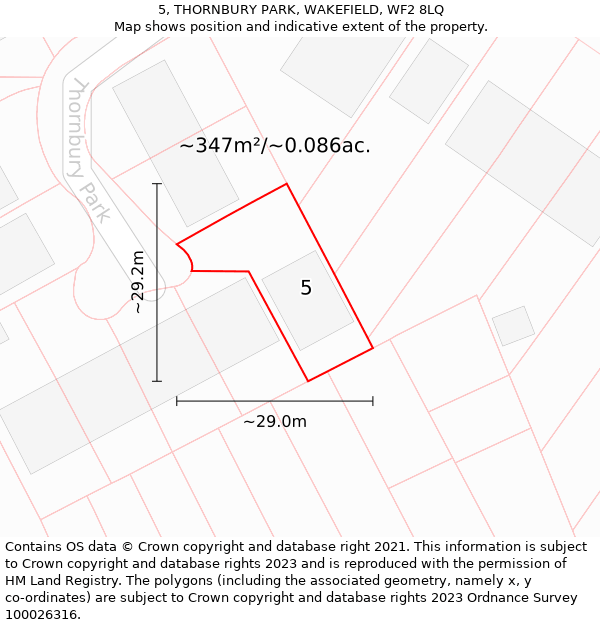 5, THORNBURY PARK, WAKEFIELD, WF2 8LQ: Plot and title map