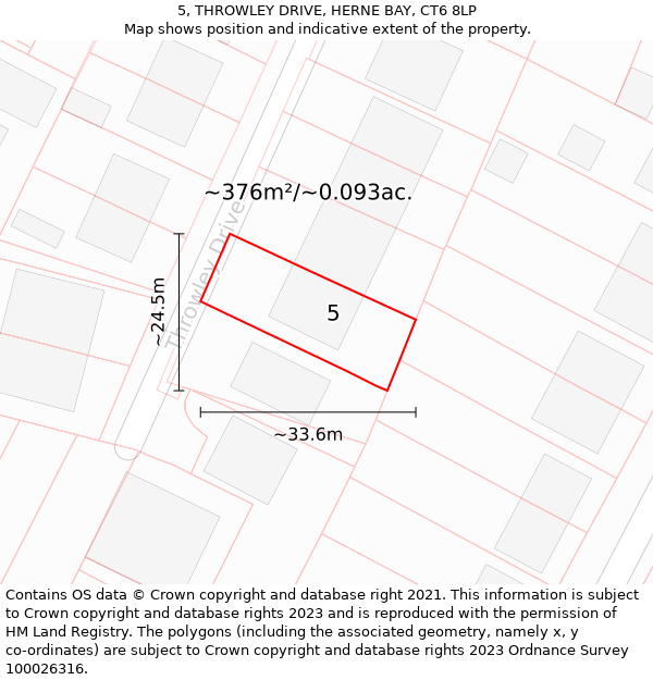 5, THROWLEY DRIVE, HERNE BAY, CT6 8LP: Plot and title map