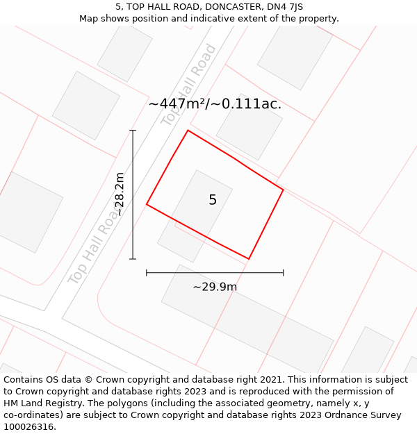 5, TOP HALL ROAD, DONCASTER, DN4 7JS: Plot and title map