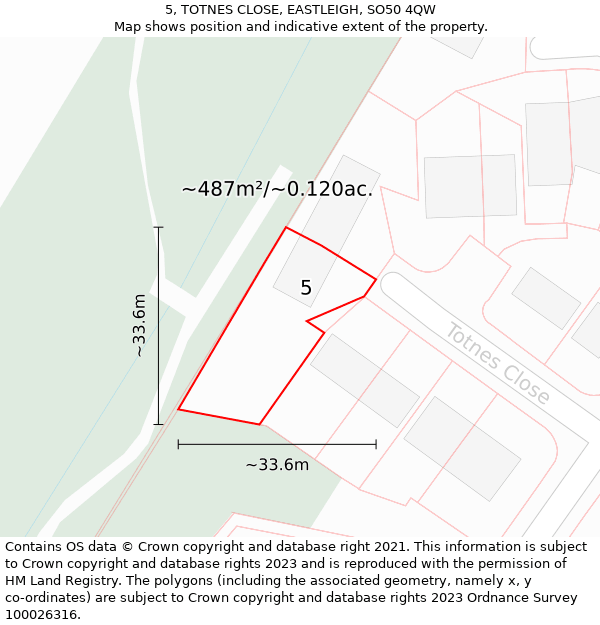 5, TOTNES CLOSE, EASTLEIGH, SO50 4QW: Plot and title map