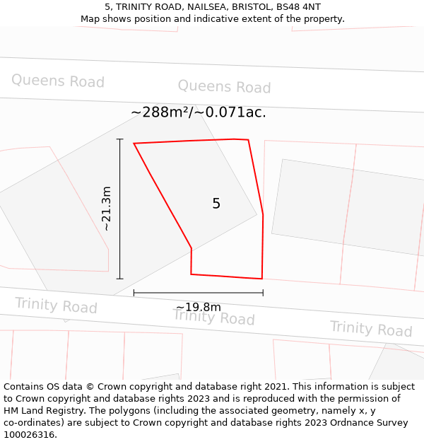 5, TRINITY ROAD, NAILSEA, BRISTOL, BS48 4NT: Plot and title map