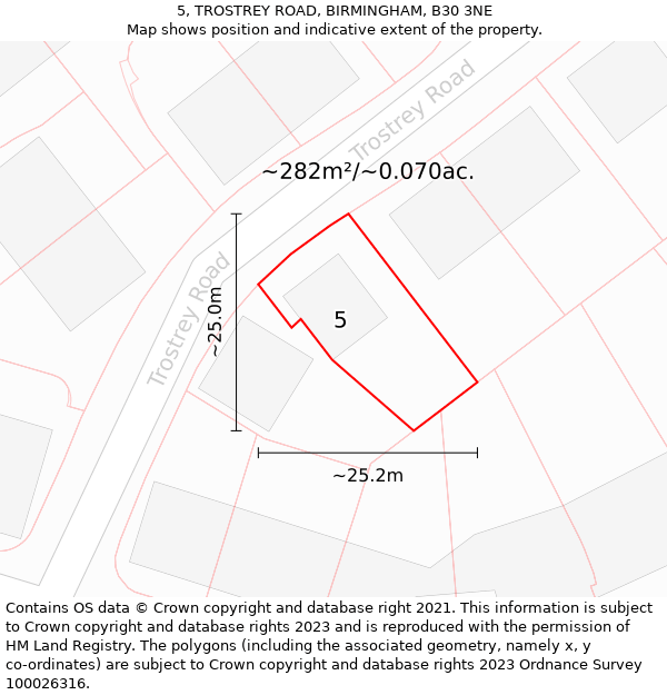 5, TROSTREY ROAD, BIRMINGHAM, B30 3NE: Plot and title map