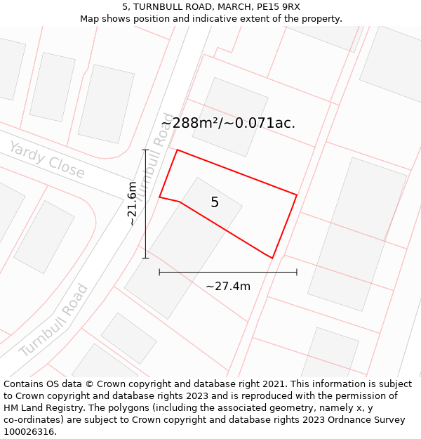 5, TURNBULL ROAD, MARCH, PE15 9RX: Plot and title map