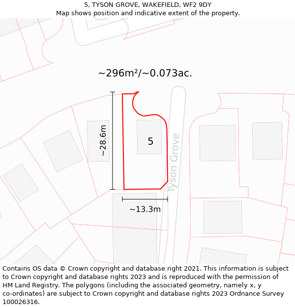 5, TYSON GROVE, WAKEFIELD, WF2 9DY: Plot and title map