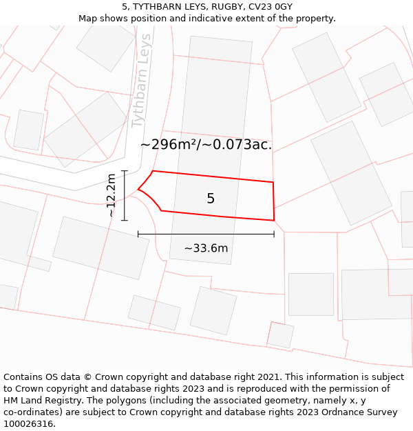 5, TYTHBARN LEYS, RUGBY, CV23 0GY: Plot and title map