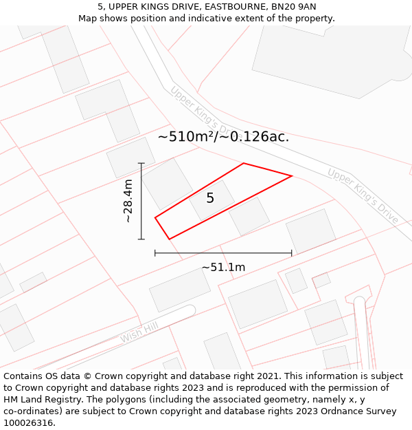 5, UPPER KINGS DRIVE, EASTBOURNE, BN20 9AN: Plot and title map