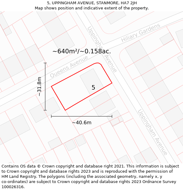 5, UPPINGHAM AVENUE, STANMORE, HA7 2JH: Plot and title map