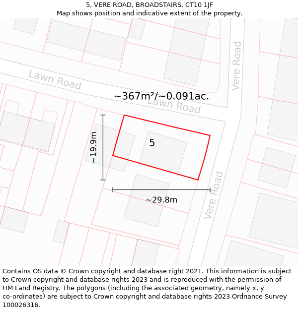 5, VERE ROAD, BROADSTAIRS, CT10 1JF: Plot and title map