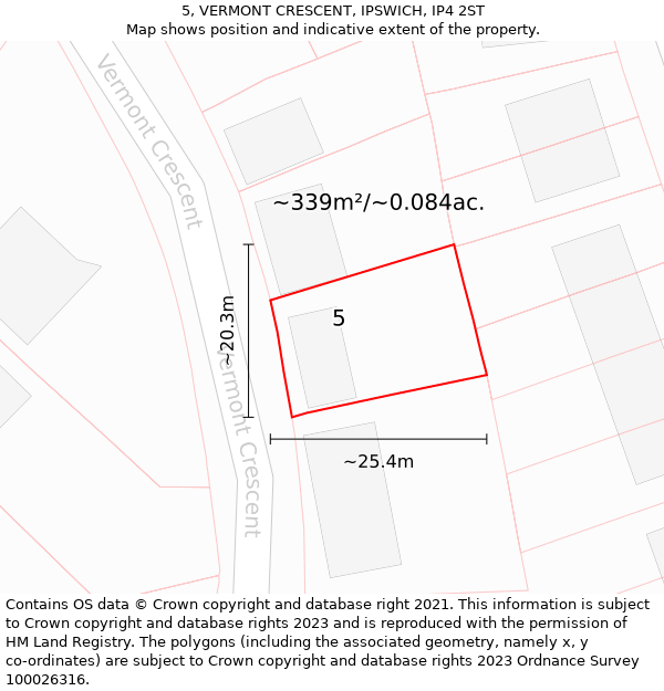 5, VERMONT CRESCENT, IPSWICH, IP4 2ST: Plot and title map