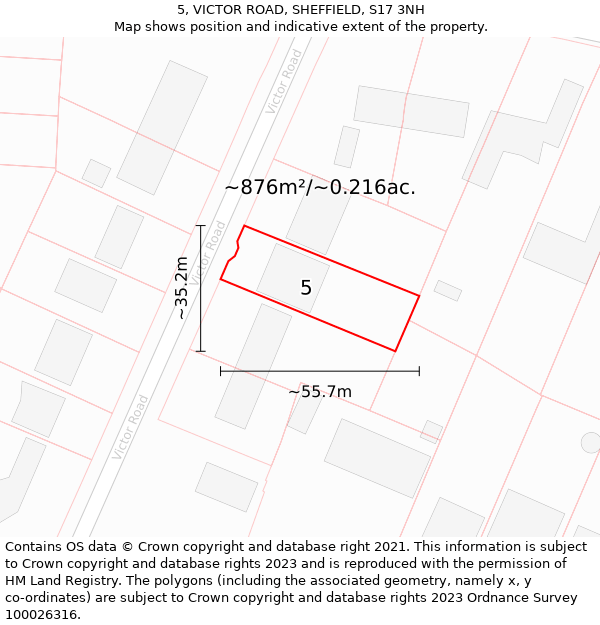 5, VICTOR ROAD, SHEFFIELD, S17 3NH: Plot and title map