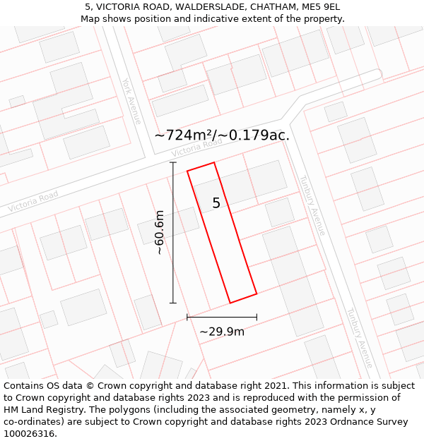 5, VICTORIA ROAD, WALDERSLADE, CHATHAM, ME5 9EL: Plot and title map