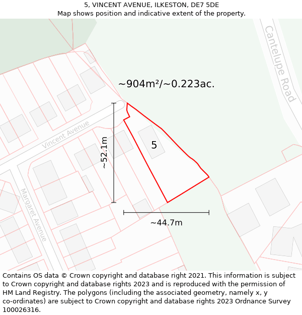 5, VINCENT AVENUE, ILKESTON, DE7 5DE: Plot and title map