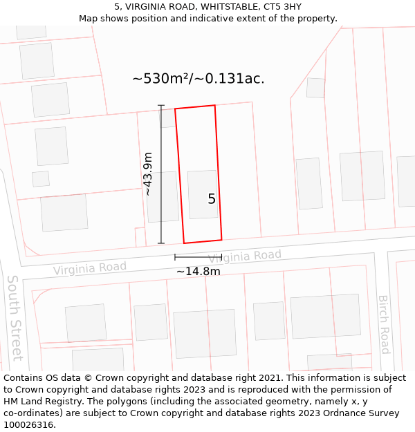 5, VIRGINIA ROAD, WHITSTABLE, CT5 3HY: Plot and title map