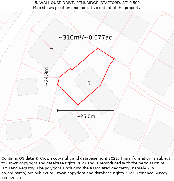 5, WALHOUSE DRIVE, PENKRIDGE, STAFFORD, ST19 5SP: Plot and title map