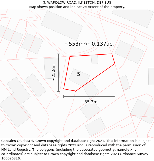 5, WARDLOW ROAD, ILKESTON, DE7 8US: Plot and title map