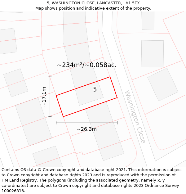 5, WASHINGTON CLOSE, LANCASTER, LA1 5EX: Plot and title map