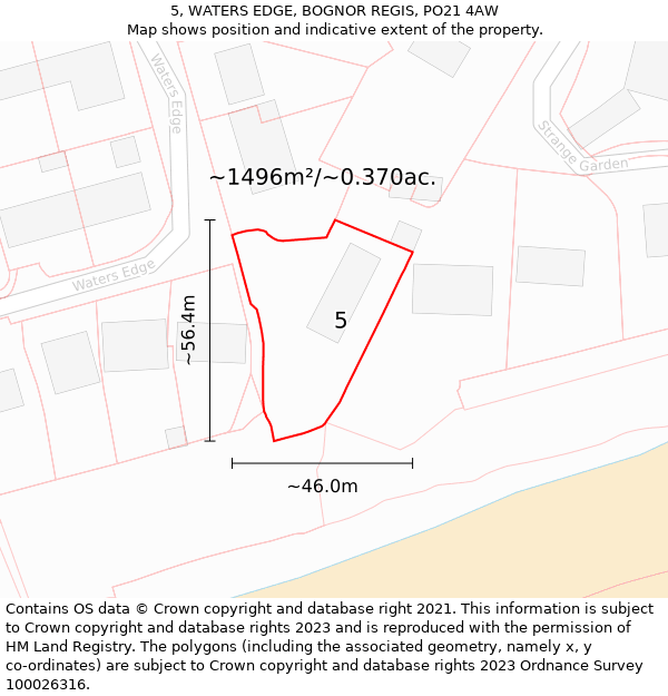 5, WATERS EDGE, BOGNOR REGIS, PO21 4AW: Plot and title map