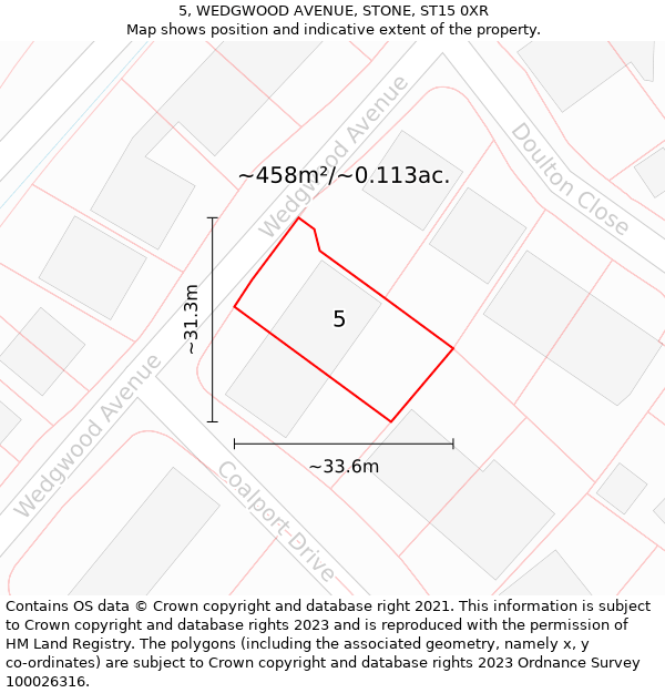 5, WEDGWOOD AVENUE, STONE, ST15 0XR: Plot and title map