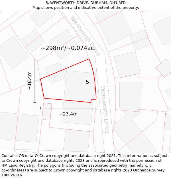 5, WENTWORTH DRIVE, DURHAM, DH1 3FD: Plot and title map